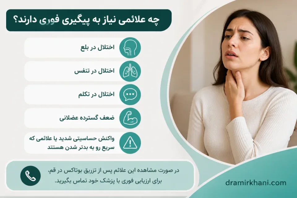 نمای توضیحی درباره چه علائمی نیاز به پیگیری فوری دارند